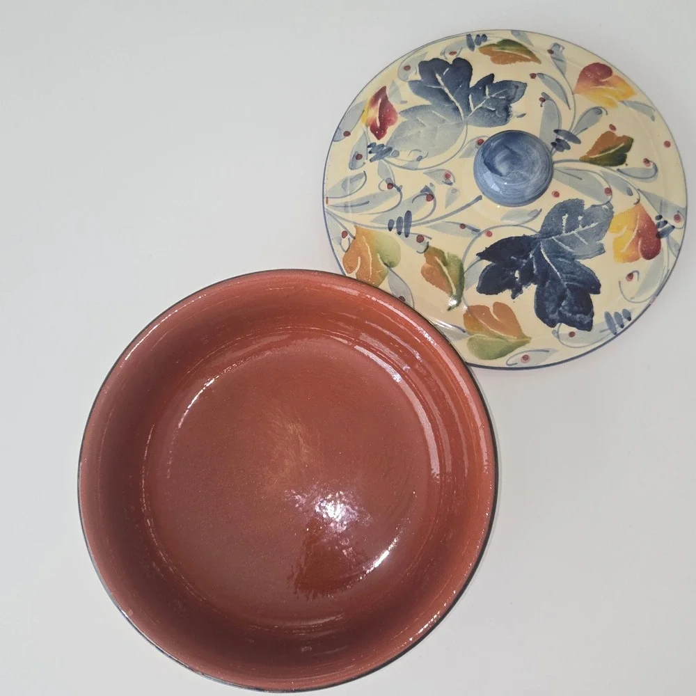 Vintage Ceramiche Alfa Italy Hand Painted Lidded Casserole Serving Dish 8in
